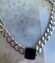 Load image into Gallery viewer, Silver Black Accent Necklace