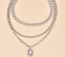 Load image into Gallery viewer, Silver and Pink Pendant Necklace