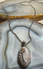 Load image into Gallery viewer, Rose Quartz Crystal Moon Necklace