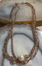 Load image into Gallery viewer, Layered Gold Chain Pearl Accent Necklace