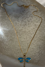 Load image into Gallery viewer, Blue Enamel Dragonfly Necklace