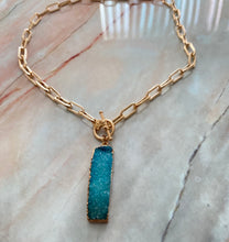 Load image into Gallery viewer, Druzy Turquoise Link Necklace