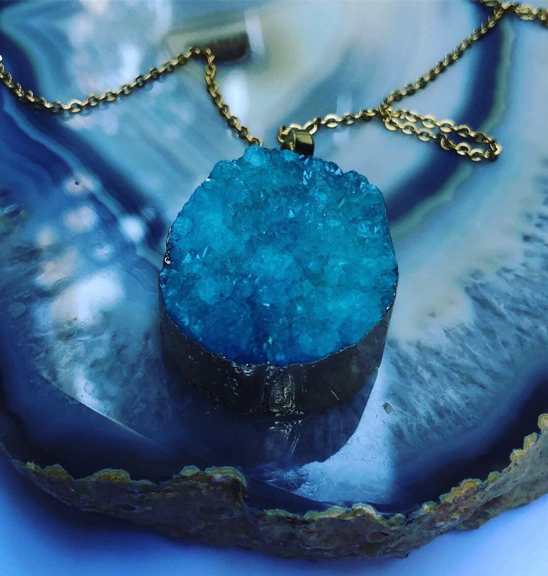 Necklace - Druzy Turquoise