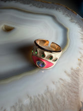 Load image into Gallery viewer, Enamel Pink and White Ring