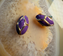 Load image into Gallery viewer, Vintage Purple  Gold Earrings