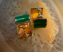 Load image into Gallery viewer, Vintage Green  Gold Earrings