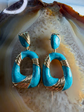 Load image into Gallery viewer, Vintage Blue  Gold Earrings