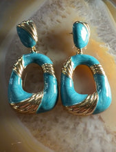 Load image into Gallery viewer, Vintage Blue  Gold Earrings