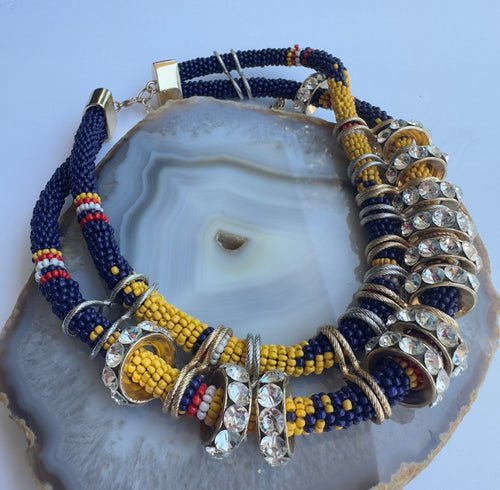 Multicolor Beaded and Crystal Statement Necklace