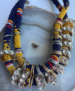 Multicolor Beaded and Crystal Statement Necklace