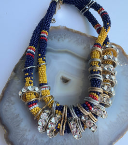 Multicolor Beaded and Crystal Statement Necklace