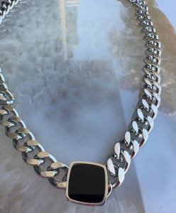 Silver Black Accent Necklace