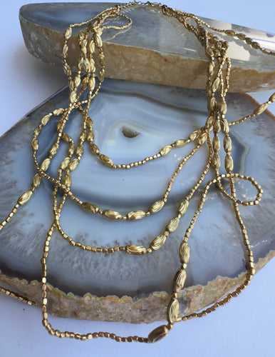 Golden Radiance - 5 Strand Layered Necklace