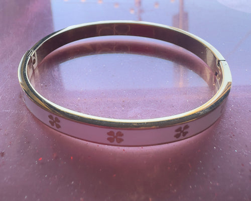 White Enamel Bangle Bracelet