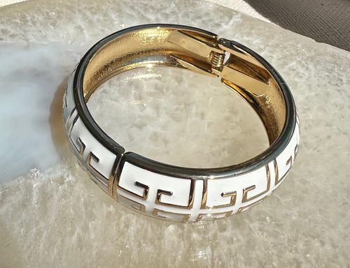 White and Gold Enamel Bracelet