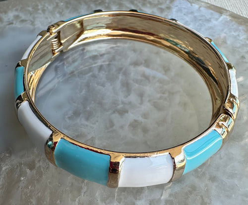 White and Blue Enamel Bracelet