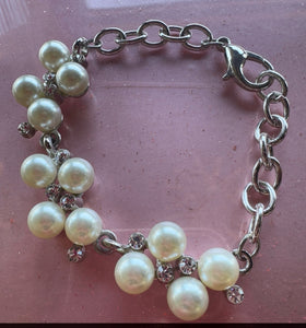 Amazonian Girl Pearl and Crystal Cluster Bracelet