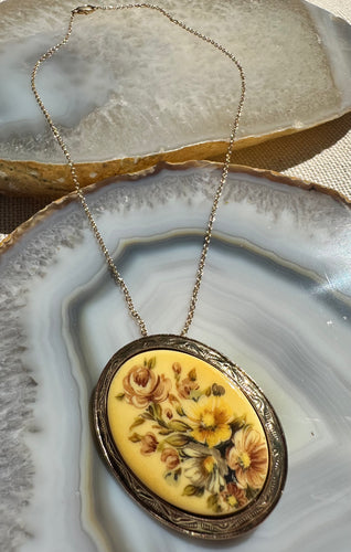 Vintage Floral Cameo Necklace