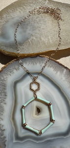 Mint Green Chain Link Pendant Necklace