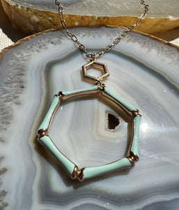 Mint Green Chain Link Pendant Necklace