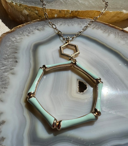 Mint Green Chain Link Pendant Necklace