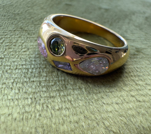 Golden Multi Stone Ring