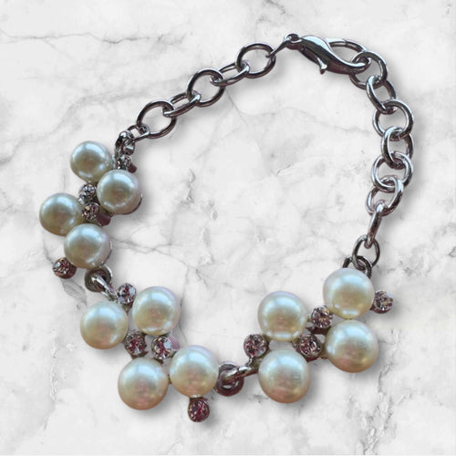 Amazonian Girl Pearl and Crystal Cluster Bracelet