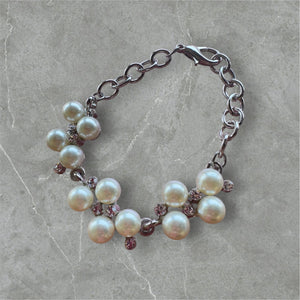 Amazonian Girl Pearl and Crystal Cluster Bracelet