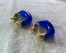 Load image into Gallery viewer, Enamel Blue Earrings Monochromatic Look