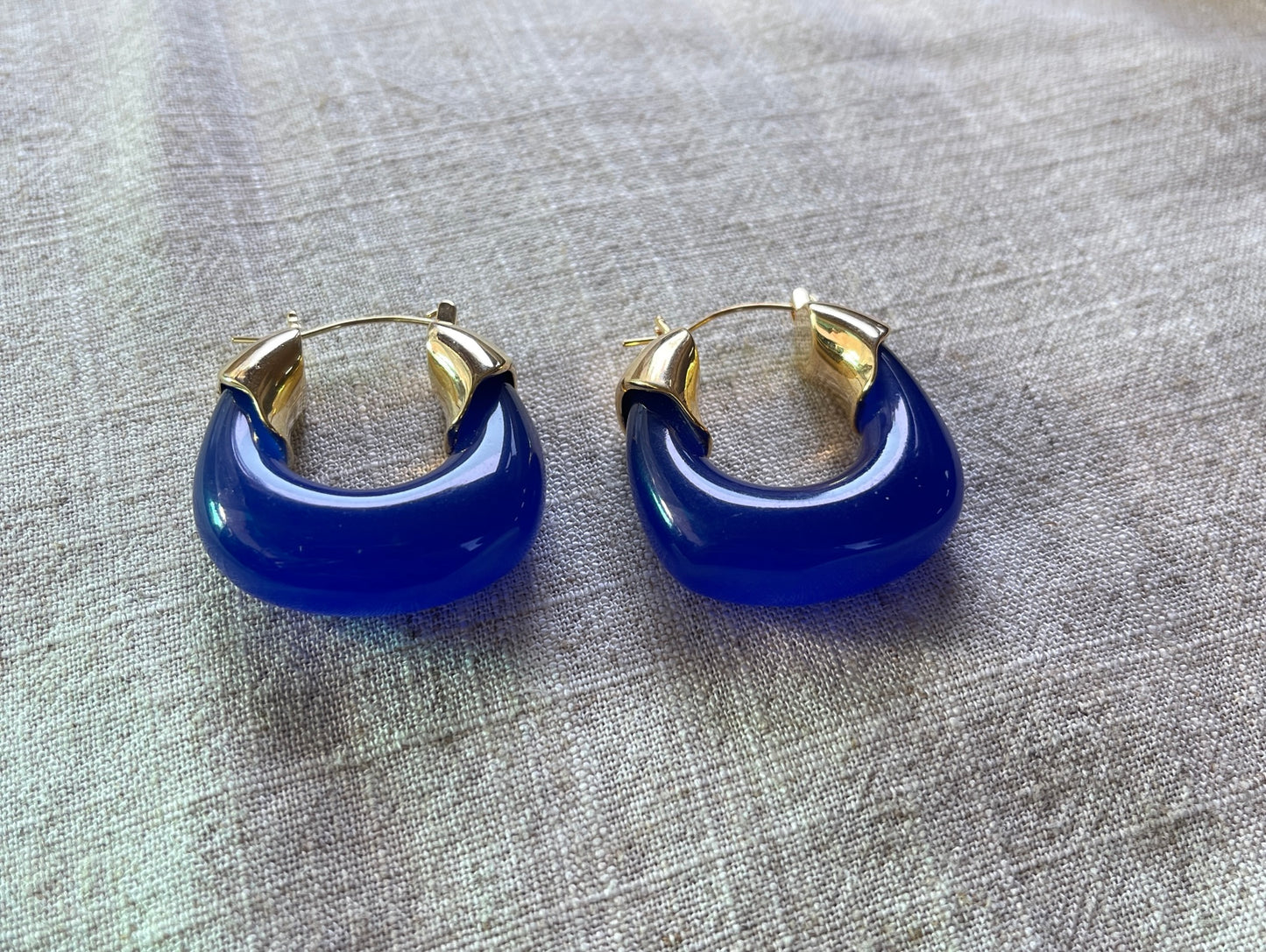 Enamel Hoop Blue Earrings