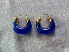 Load image into Gallery viewer, Enamel Blue Hoop Earrings