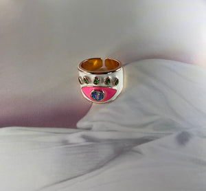 Ring - Enamel Pink and White Ring