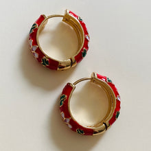 Load image into Gallery viewer, Red Enamel Hoop Earrings